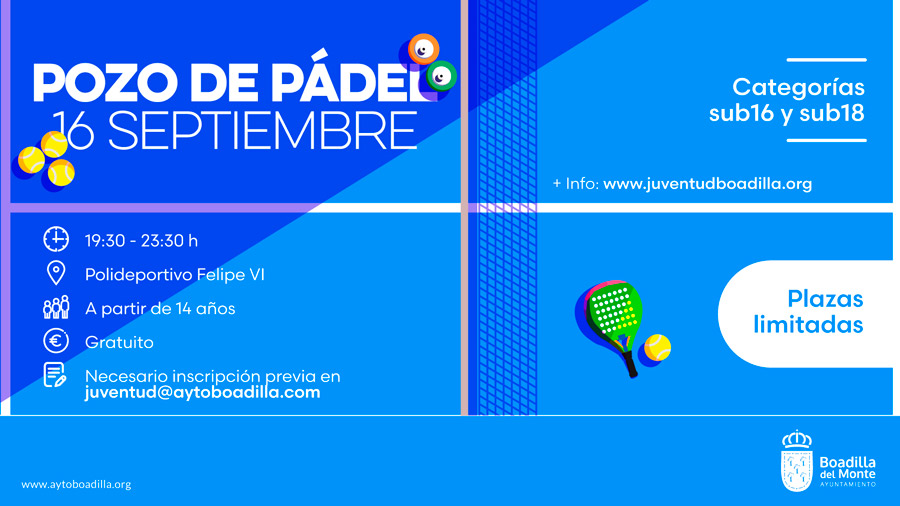 La Concejalía de Juventud de Boadilla del Monte organiza un torneo de pádel